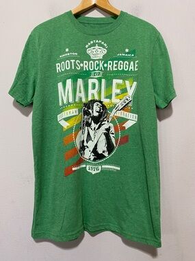 BOB MARLEY CATCH A FIRE Green Large T Shirt Reggae Music Rastaman